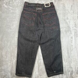 Urban Culture Vintage Baggy Skater Jeans Black Red Contrast Stitch Mens 36 Y2K